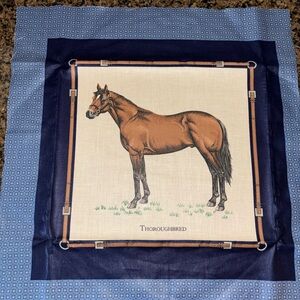 Thoroughbred Horse Cotton Wall Panel - Blue and Brown